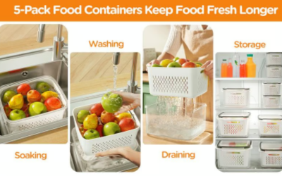 Household transparent plastic food storage box-Including drain basket