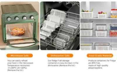 Household transparent plastic food storage box-Including drain basket