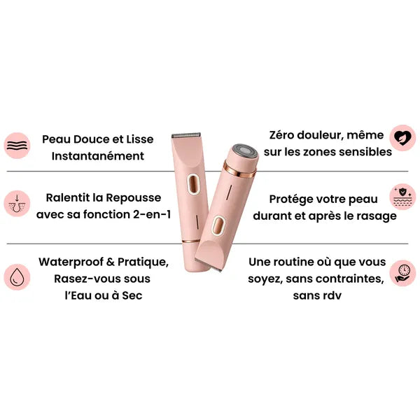 Rasoir électrique 2-en-1 pour femmes avec mode turbo