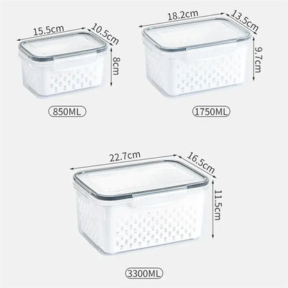 Household transparent plastic food storage box-Including drain basket