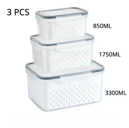 Household transparent plastic food storage box-Including drain basket