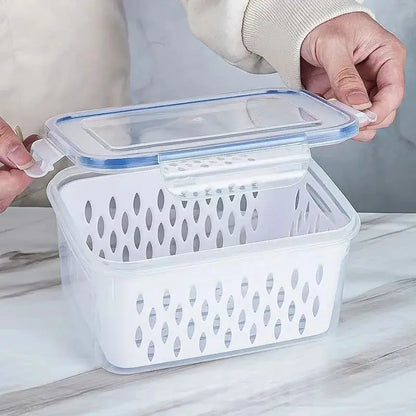 Household transparent plastic food storage box-Including drain basket