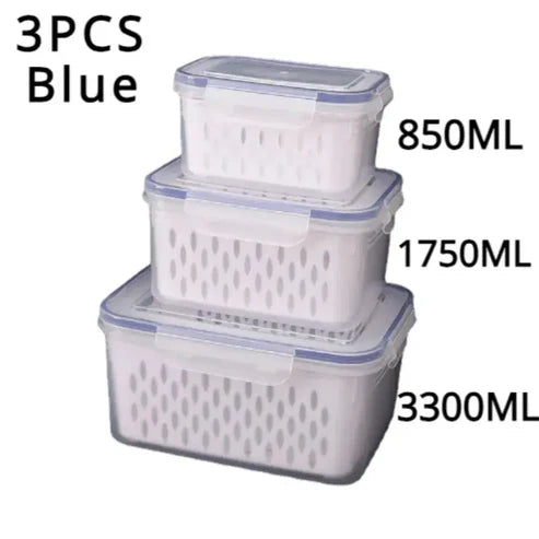 Household transparent plastic food storage box-Including drain basket