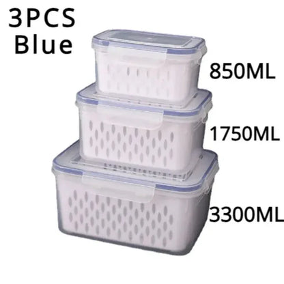 Household transparent plastic food storage box-Including drain basket